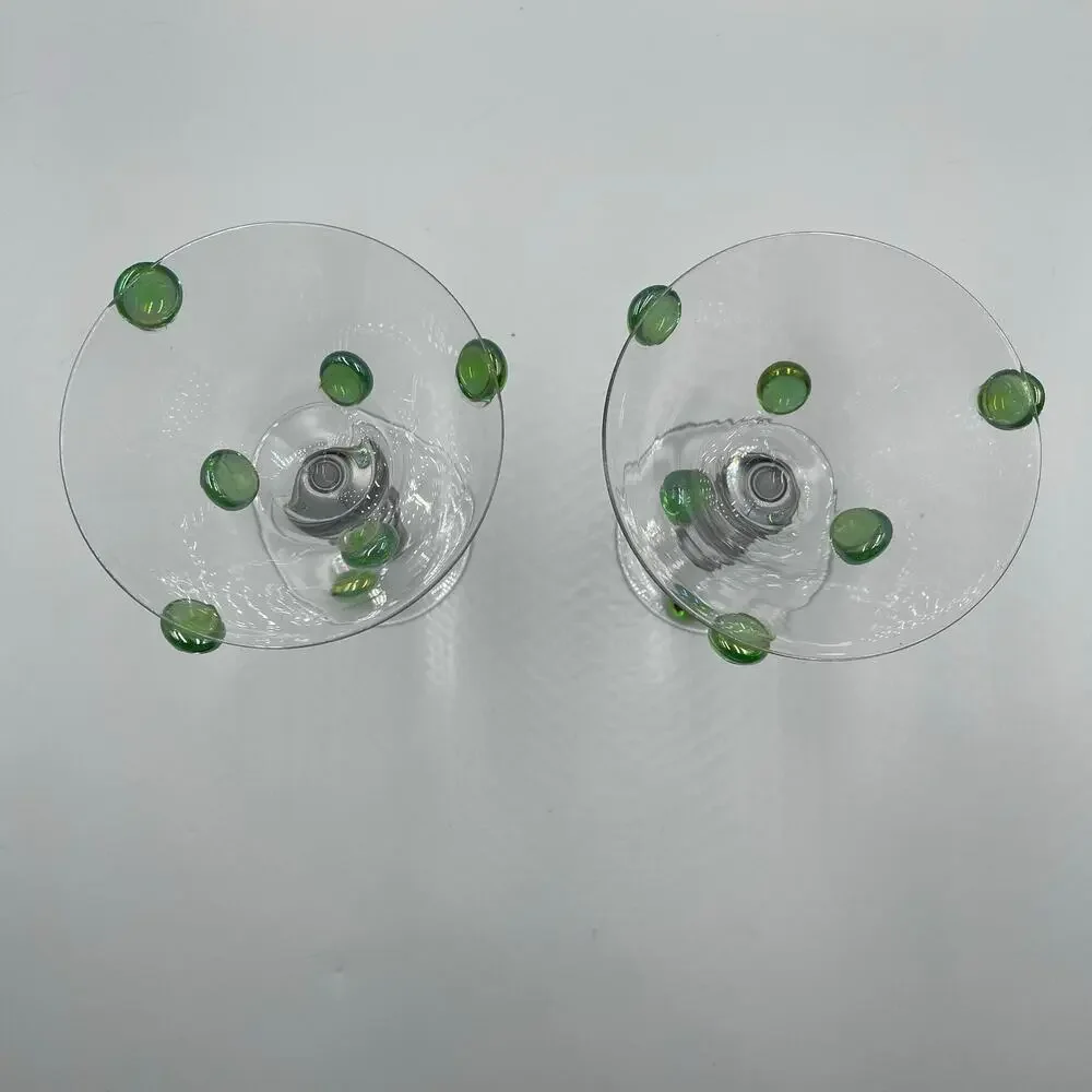 Set of 2 Wire Wrapped Martini Glasses Drinkware with Glass Olives Barware - Picture 7 of 7